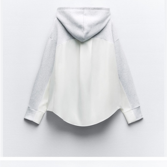 Zara NWT hooded contrast material sweatshirt - Picture 6 of 8